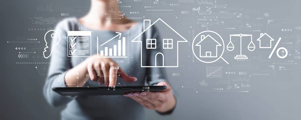 Picture showing property valuation and financial performance using technology