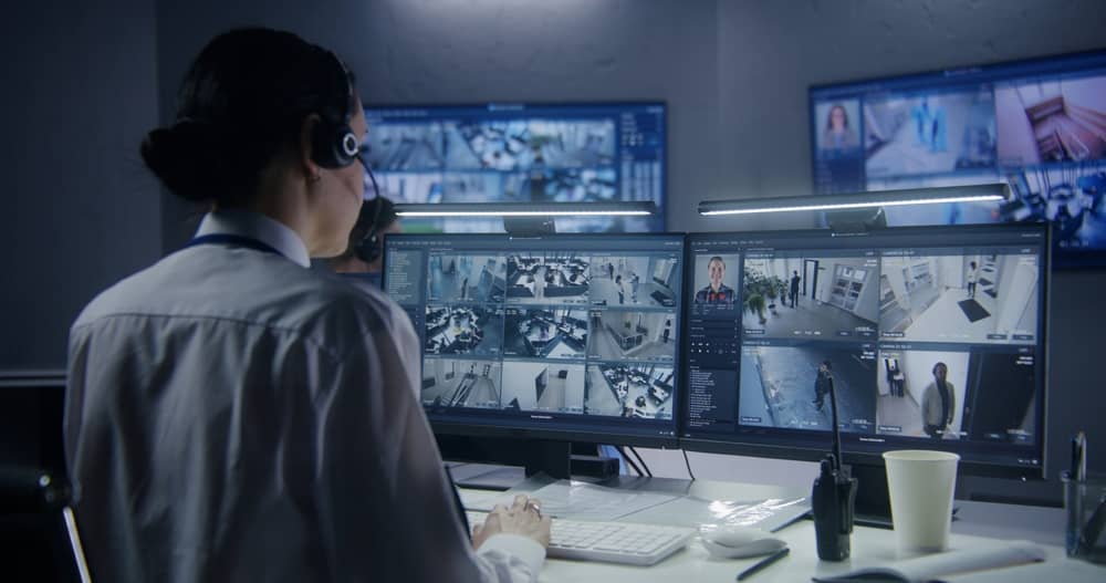 A remote security person monitoring the security of properties for tenants safety and landlords peace of mind
