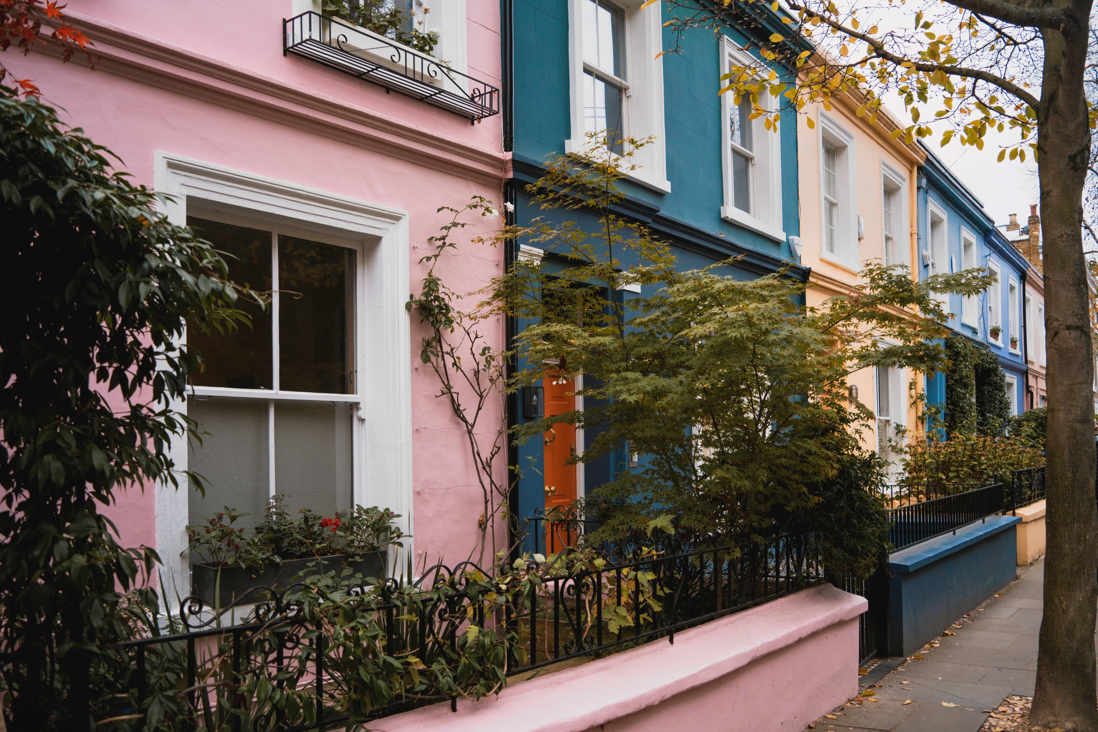 Residential street with homes